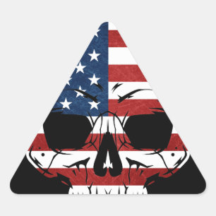 America Skull Flagga Skeleton Evil Triangelformat Klistermärke