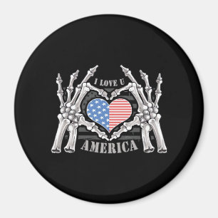 America Skull Skeleton Hand Artwork Editable Lagra Magnet