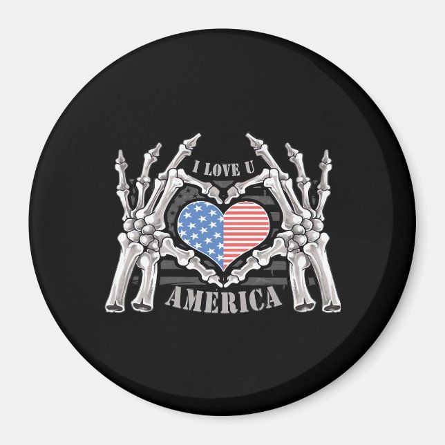 America Skull Skeleton Hand Artwork Editable Lagra Magnet (Framsidan)