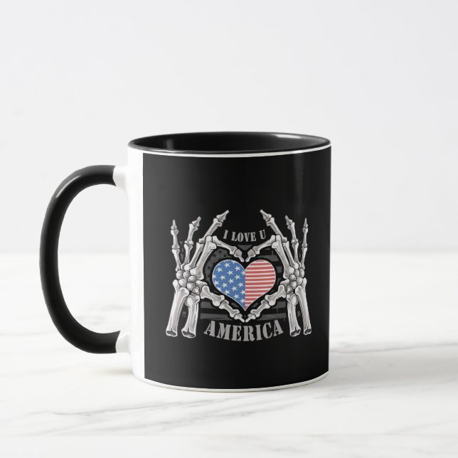 America Skull Skeleton Hand Artwork Editable Lagra Mugg (Vänster)