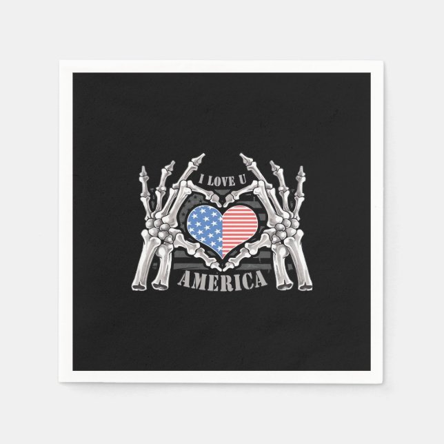 America Skull Skeleton Hand Artwork Editable Lagra Pappersservett (Framsidan)