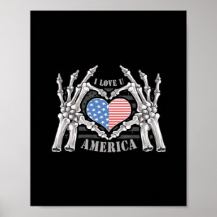 America Skull Skeleton Hand Artwork Editable Lagra Poster