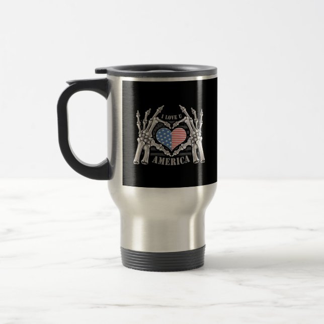 America Skull Skeleton Hand Artwork Editable Lagra Resemugg (Vänster)