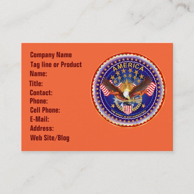 America Spirit Affärskort Horz.Se anteckningar Visitkort (Framsida)