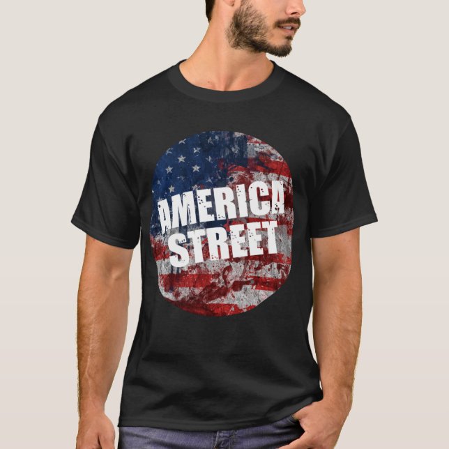 America Street Black T-Shirt (Framsida)