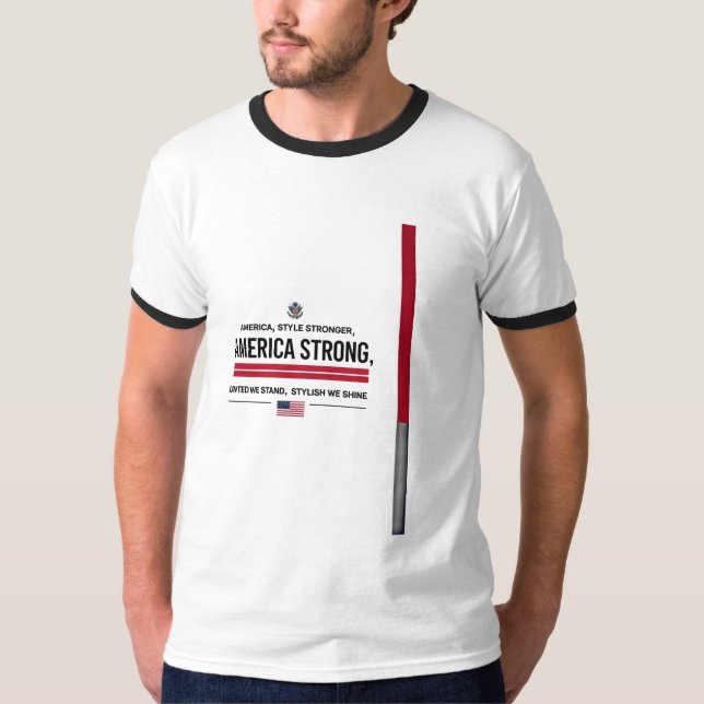 America Strong - Bold USA Graphic Ringer T-Shirt (Framsida)