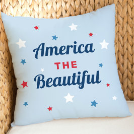 America the Beautiful Blå Stjärna Patriotisk Kudde