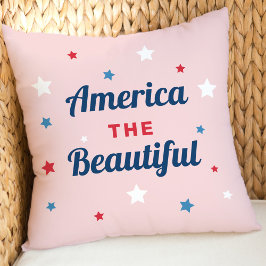 America the Beautiful Rosa Stjärna Patriotisk Kudde