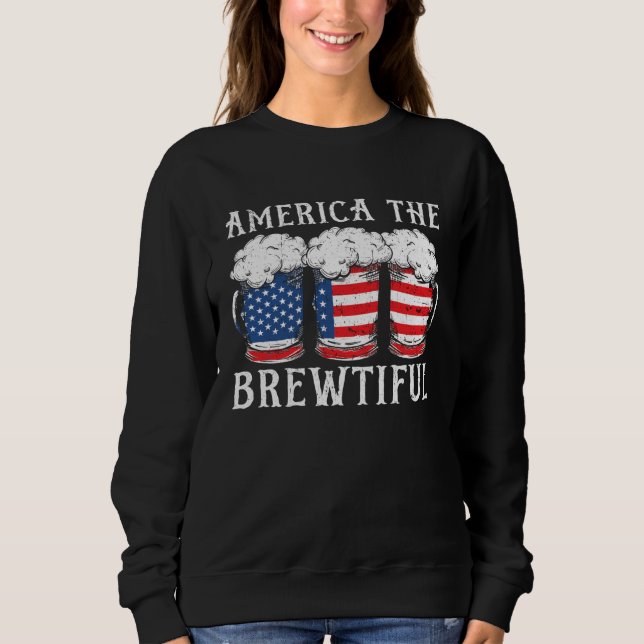 America The Brewtiful Beer Drinker USA Flag 4th Of T Shirt (Framsida)