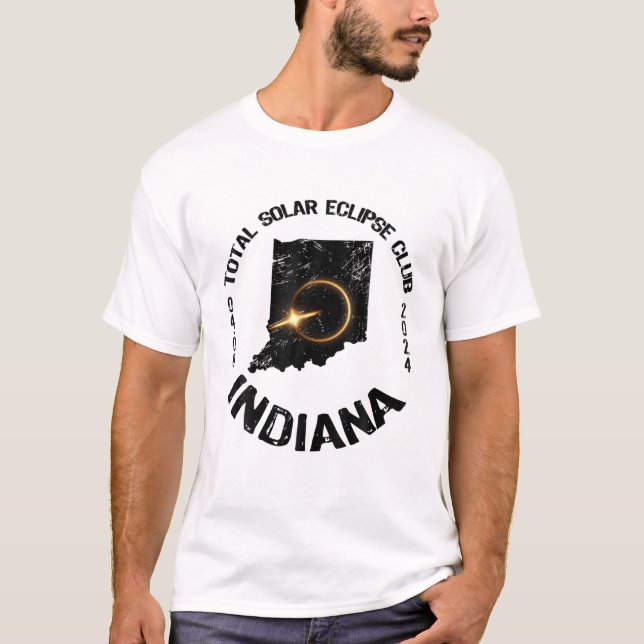 America Total Solar Eclipse Indiana 2024 Retro Sta T Shirt (Framsida)