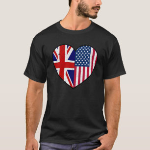America United Kingdome Heart Flagga T Shirt