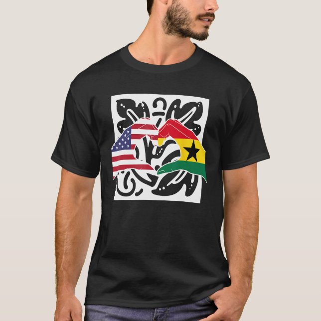 America USA American Ghana Ghanaian Melanin Mixed  T Shirt (Framsida)