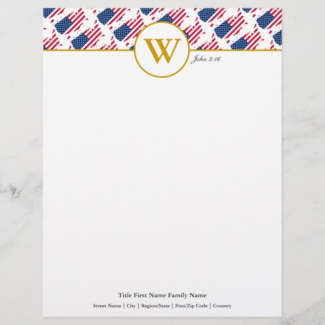 AMERICA USA Christian Stationery Letterhead Brevhuvud (Framsida)