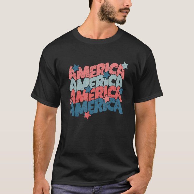 America USA Fourth Of July 4th For Men Womens and  T Shirt (Framsida)