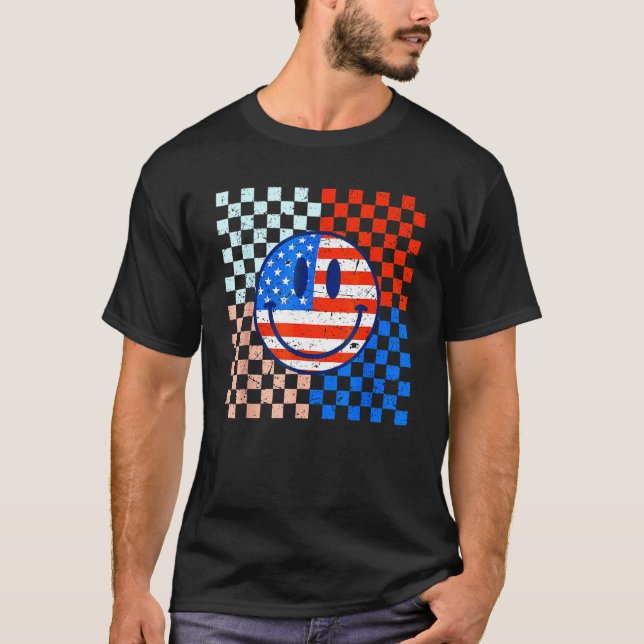 America Vibes Cute Smile Face USA American Flag 4t T Shirt (Framsida)