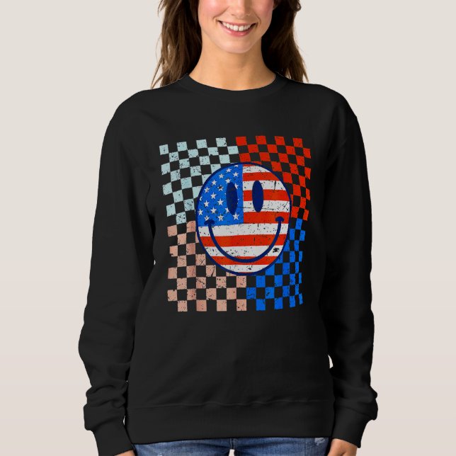 America Vibes Cute Smile Face USA American Flag 4t T Shirt (Framsida)
