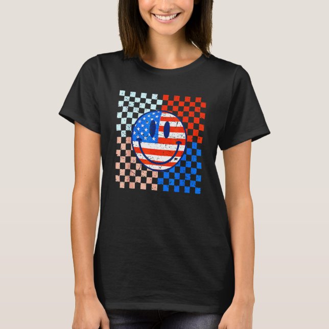America Vibes Cute Smile Face USA American Flag 4t T Shirt (Framsida)