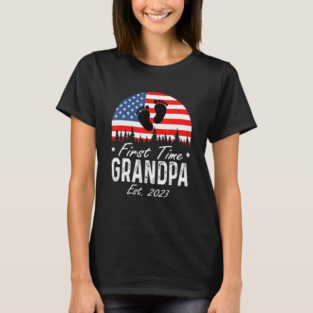 America Vibes First Time To Be Grandpa 2023 New Gr T Shirt (Framsida)