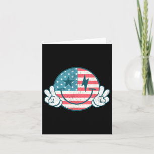 America Vibes Leende Ansikte Amerikansk Flagga 4:e Kort
