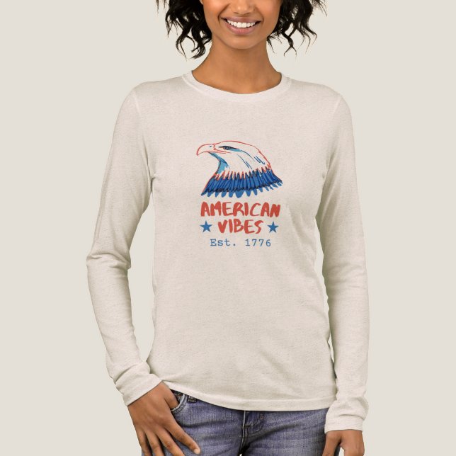 America Vibes Vit Unisex T-Shirt  (Framsida)