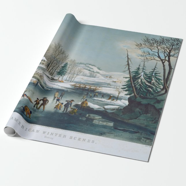 AMERICA WINTER Vintage Julafton Wrapping Papper Presentpapper (Utrullad)