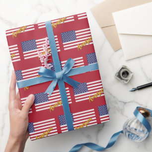 America Wrapping Papper, USA, American Flagga Patr Presentpapper