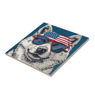 American 4 juli Hund #3 Kakelplatta