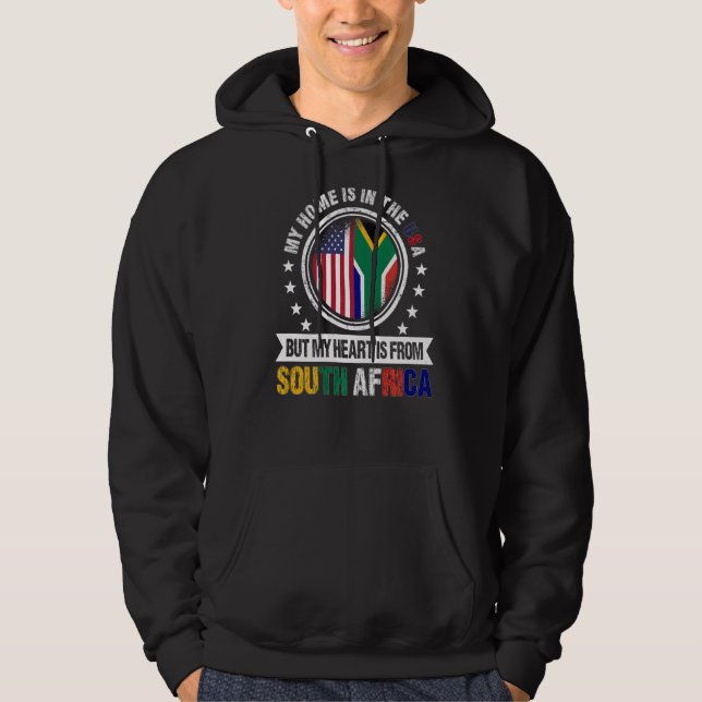 American African Flagga Heart South Afrika America Hoodie (Framsida)