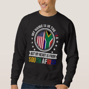 American African Flagga Heart South Afrika America Lång Ärmad Tröja