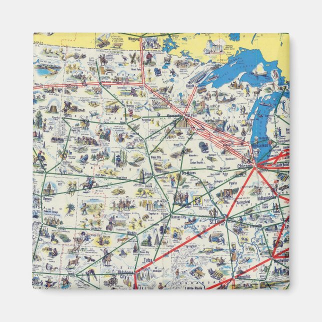 American Airlines system karta Magnet (Framsidan)