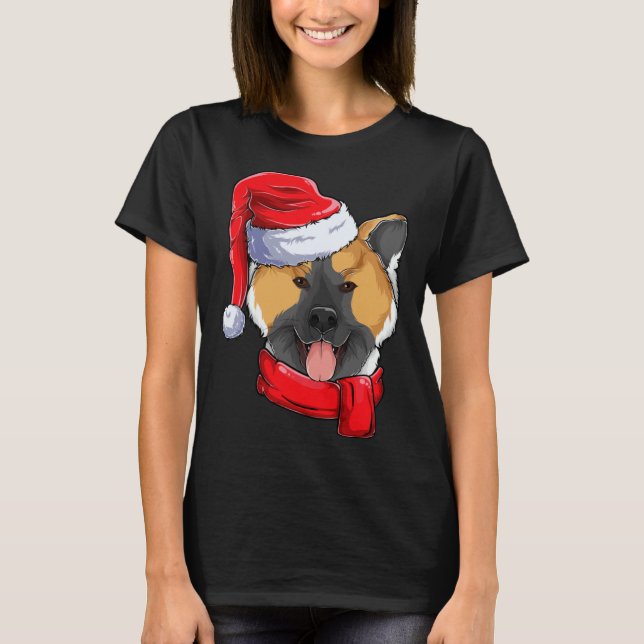 American Akita Dog Santa Claus Apparel  Christmas  T Shirt (Framsida)