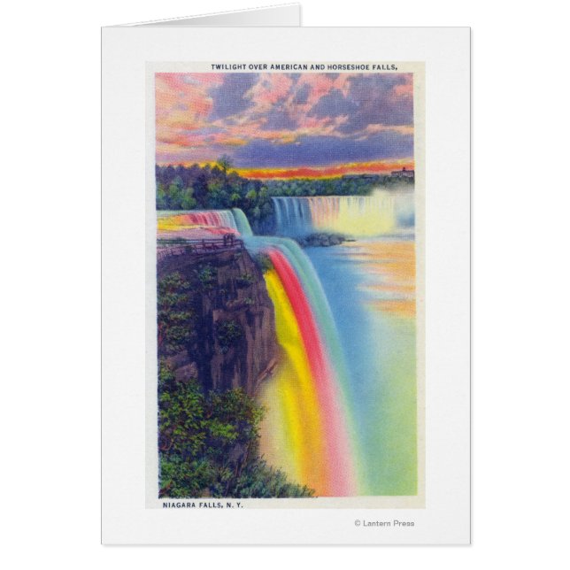 American and Horseshoe Falls at Dusk Hälsningskort (Framsidan)