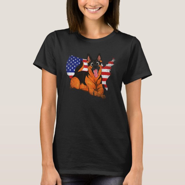 American Animal Hund German Shepherd T Shirt (Framsida)