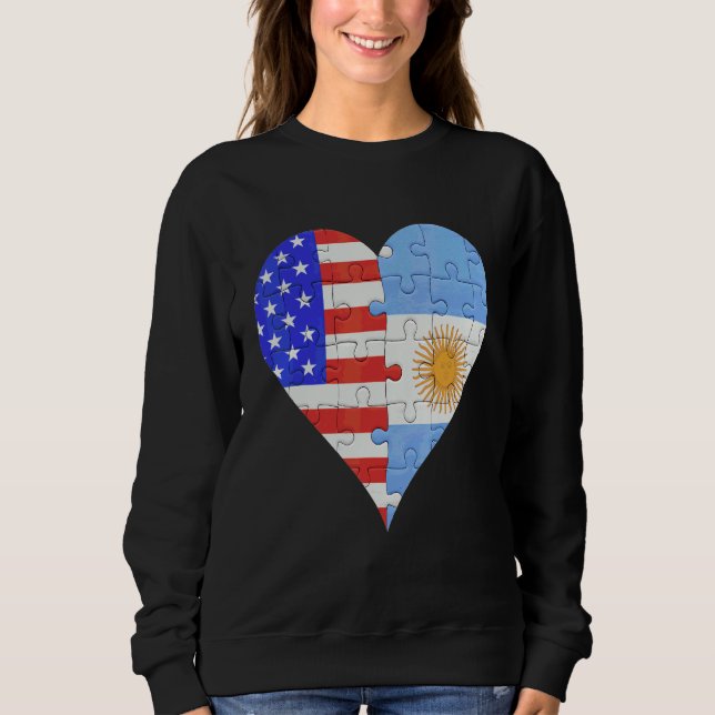American Argentinian Flagga Heart T Shirt (Framsida)