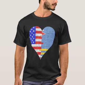 American Aruban Flagga Heart T Shirt