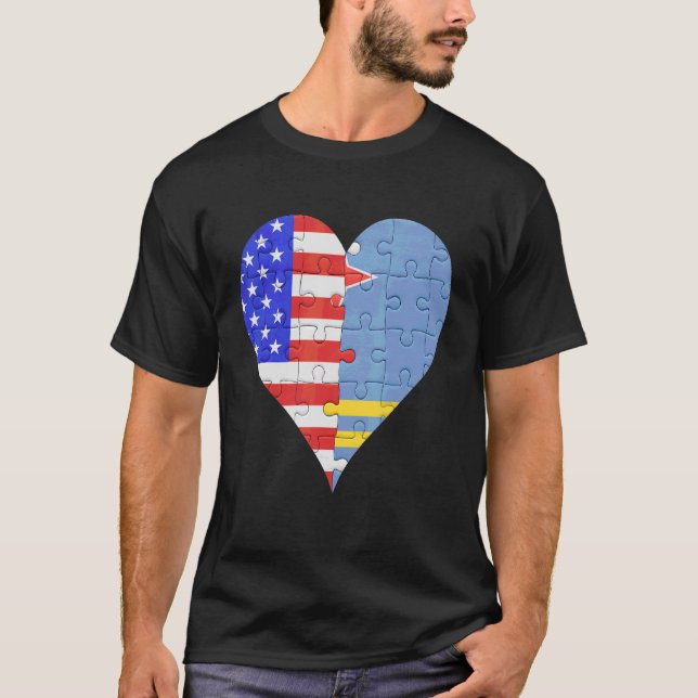 American Aruban Flagga Heart T Shirt (Framsida)