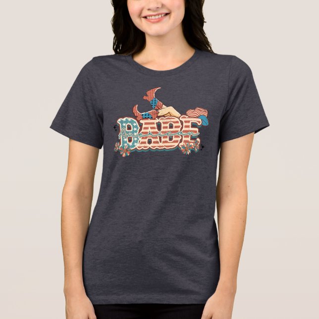 AMERICAN BABE Patriotic Cowgirl Rött vitt blått T Shirt (Framsida)