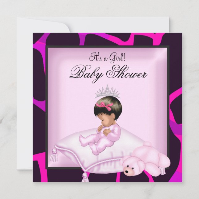 American Baby Shower Girl Shock rosa Black Inbjudningar (Framsida)