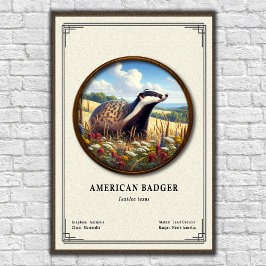 American Badger Zoology Series Poster