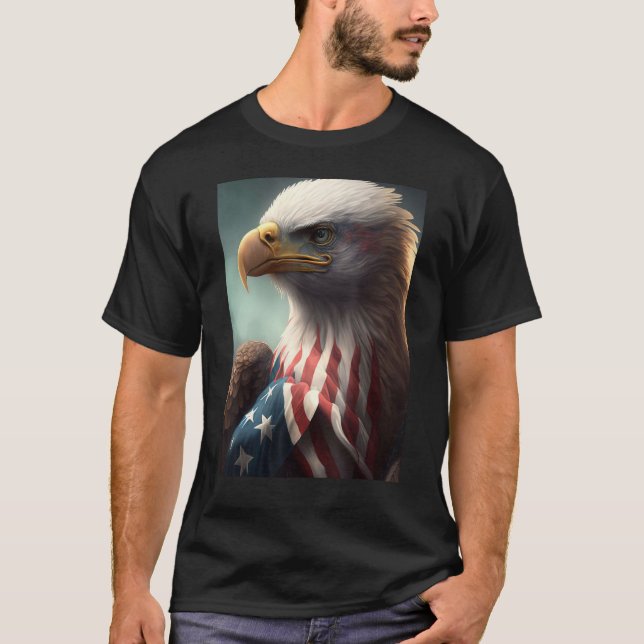 American Bald Eagle Eyes Flag Country 10 T Shirt (Framsida)