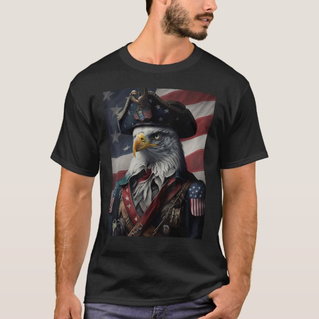 American Bald Eagle Eyes Flag Country 7 T Shirt (Framsida)