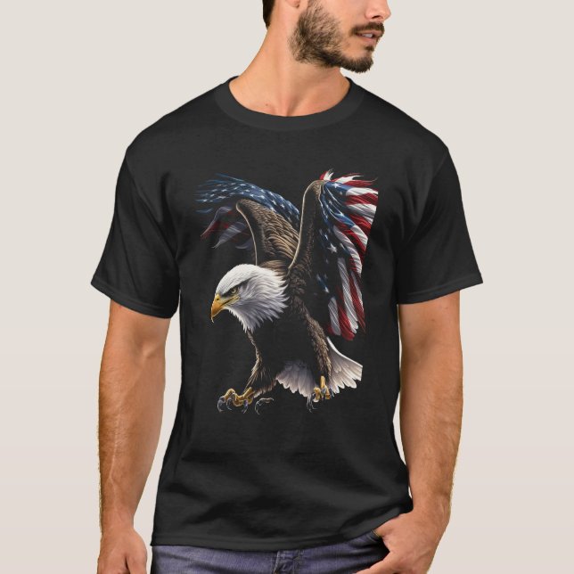 American Bald Eagle Eyes Flag Country 8 T Shirt (Framsida)