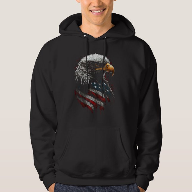 American Bald Eagle Eyes Flag Country 9 Hoodie (Framsida)