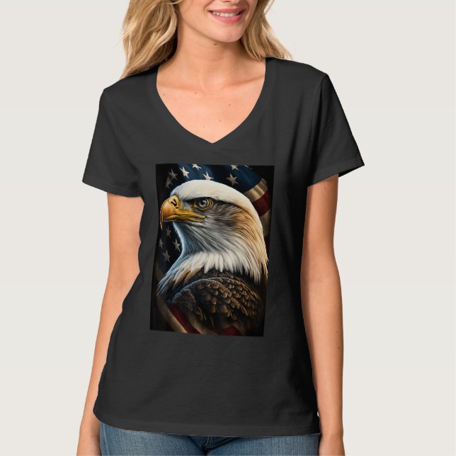 American Bald Eagle Eyes Flag Country T Shirt (Framsida)
