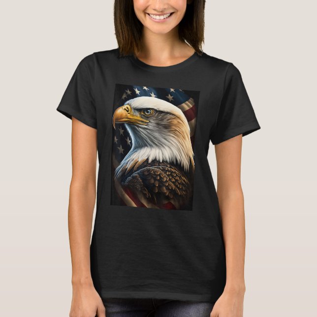 American Bald Eagle Eyes Flag Country T Shirt (Framsida)