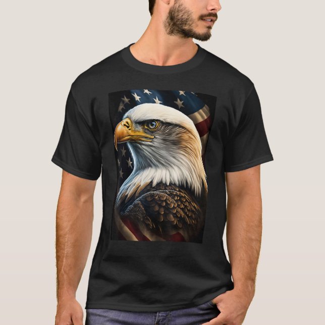 American Bald Eagle Eyes Flag Country T Shirt (Framsida)