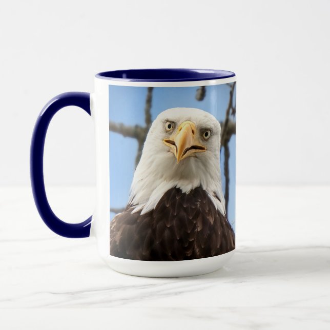 American Bald Eagle Face Wildlife Funny Blue Mugg (Vänster)
