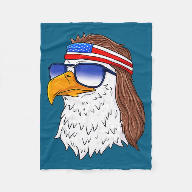 American Bald Eagle Mullet 4th Of July Funny Usa  Fleecefilt (Framsidan)