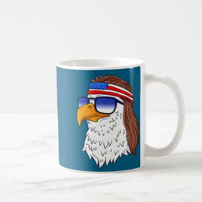 American Bald Eagle Mullet 4th Of July Funny Usa  Kaffemugg (Höger)
