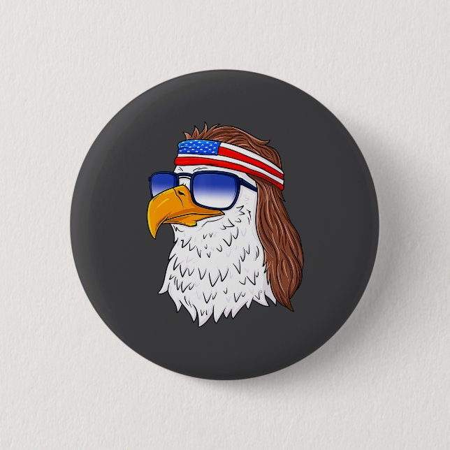 American Bald Eagle Mullet 4th Of July Funny Usa  Knapp (Framsida)